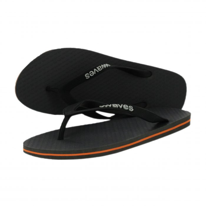 Natural Rubber Flip Flop – Slate Grey with Orange Stripe
