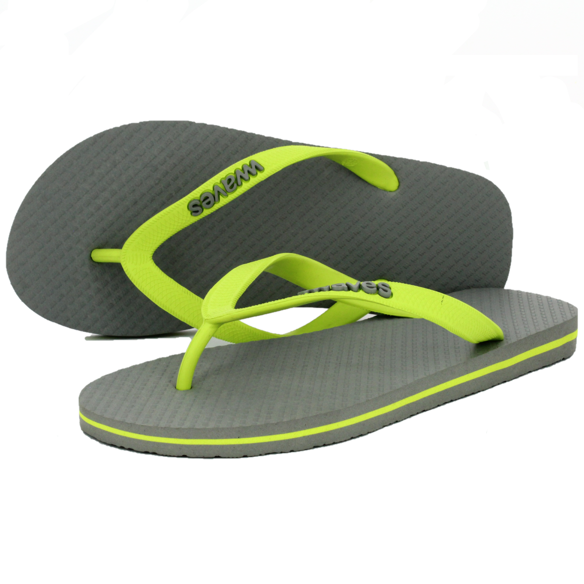 100% natural rubber flip flop – grey with lime line - 5