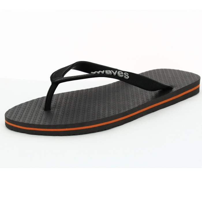 100% Natural Rubber Flip Flop – Slate Grey with Orange Stripe