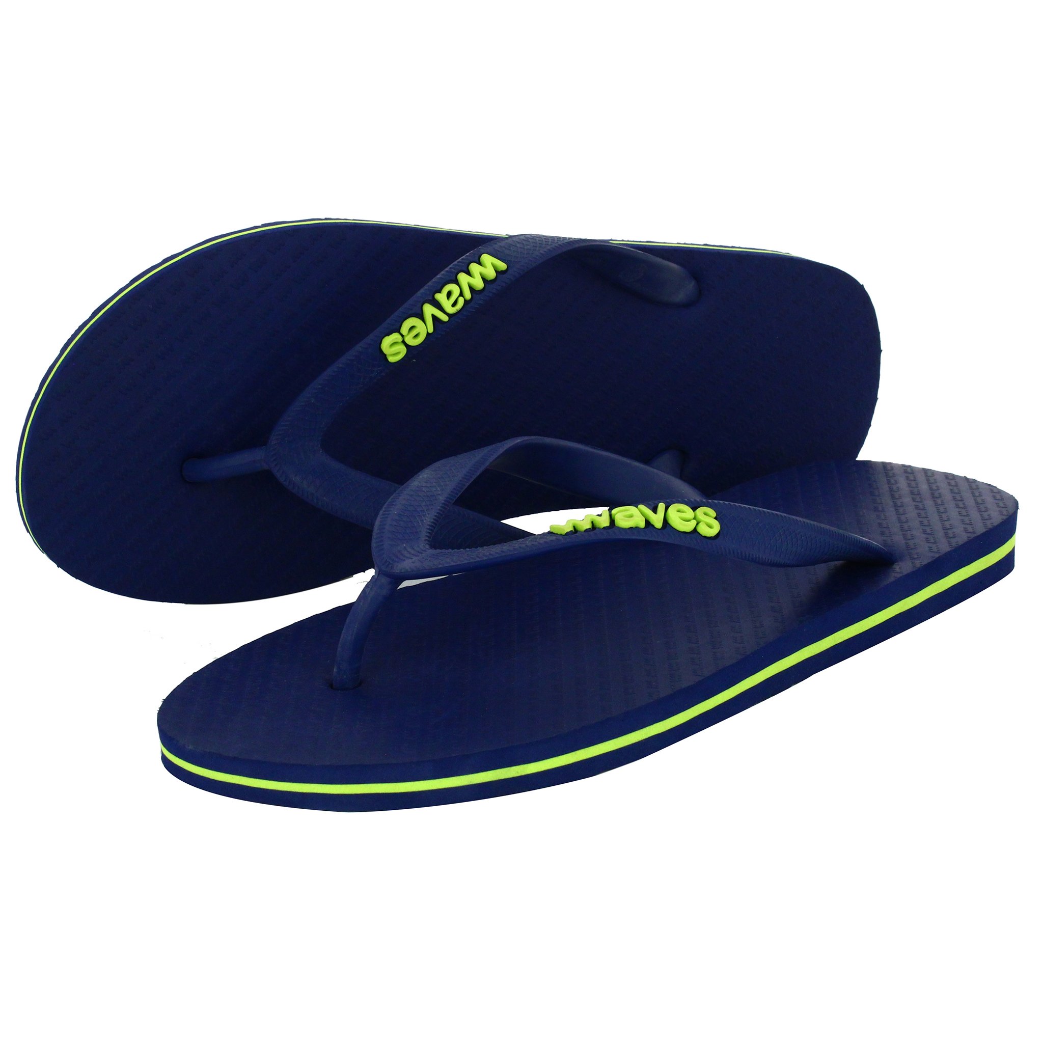 100% natural rubber flip flop – navy with lime line - 11