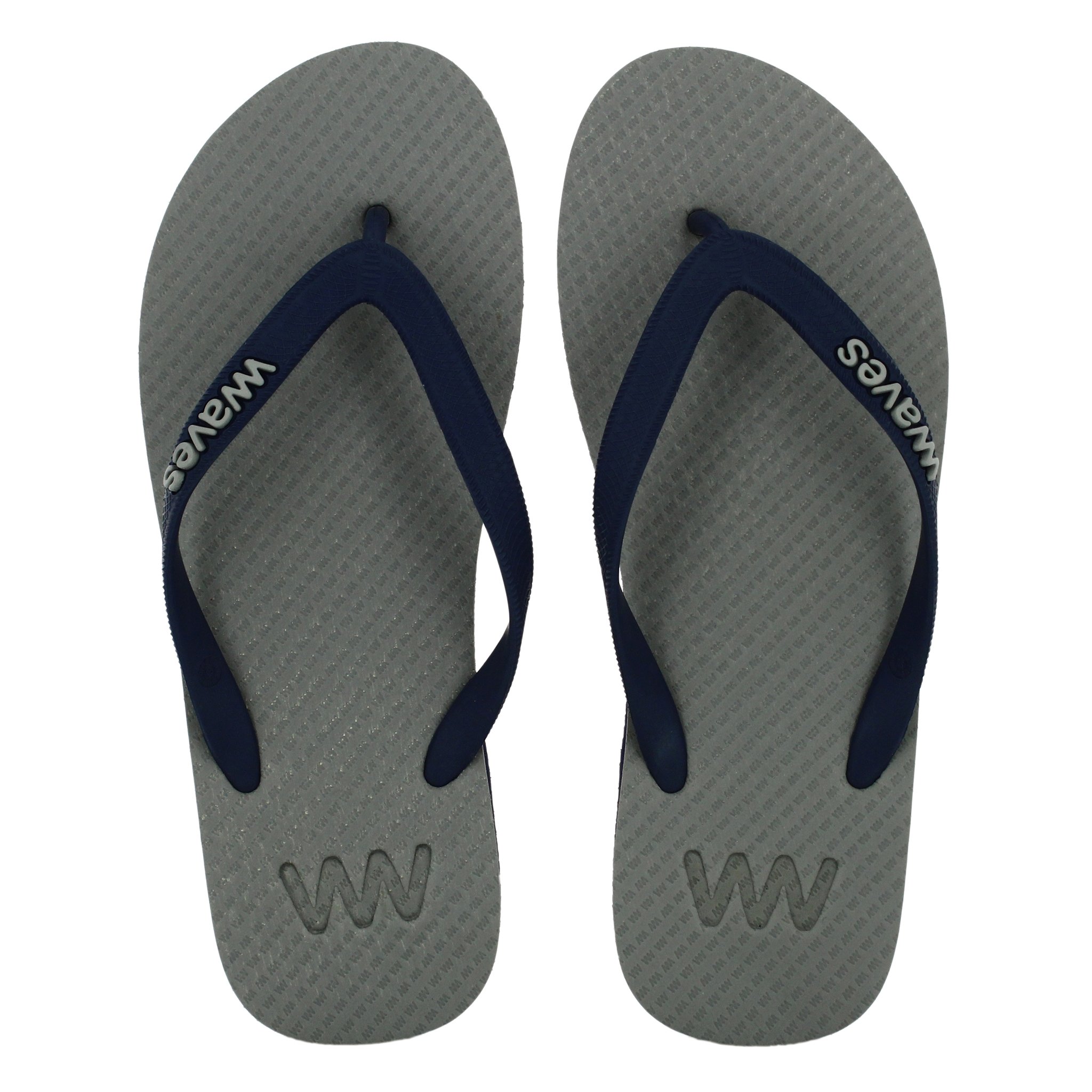 Unisex Grey Flip Flops with Navy Soles | Waves Flip Flops UK