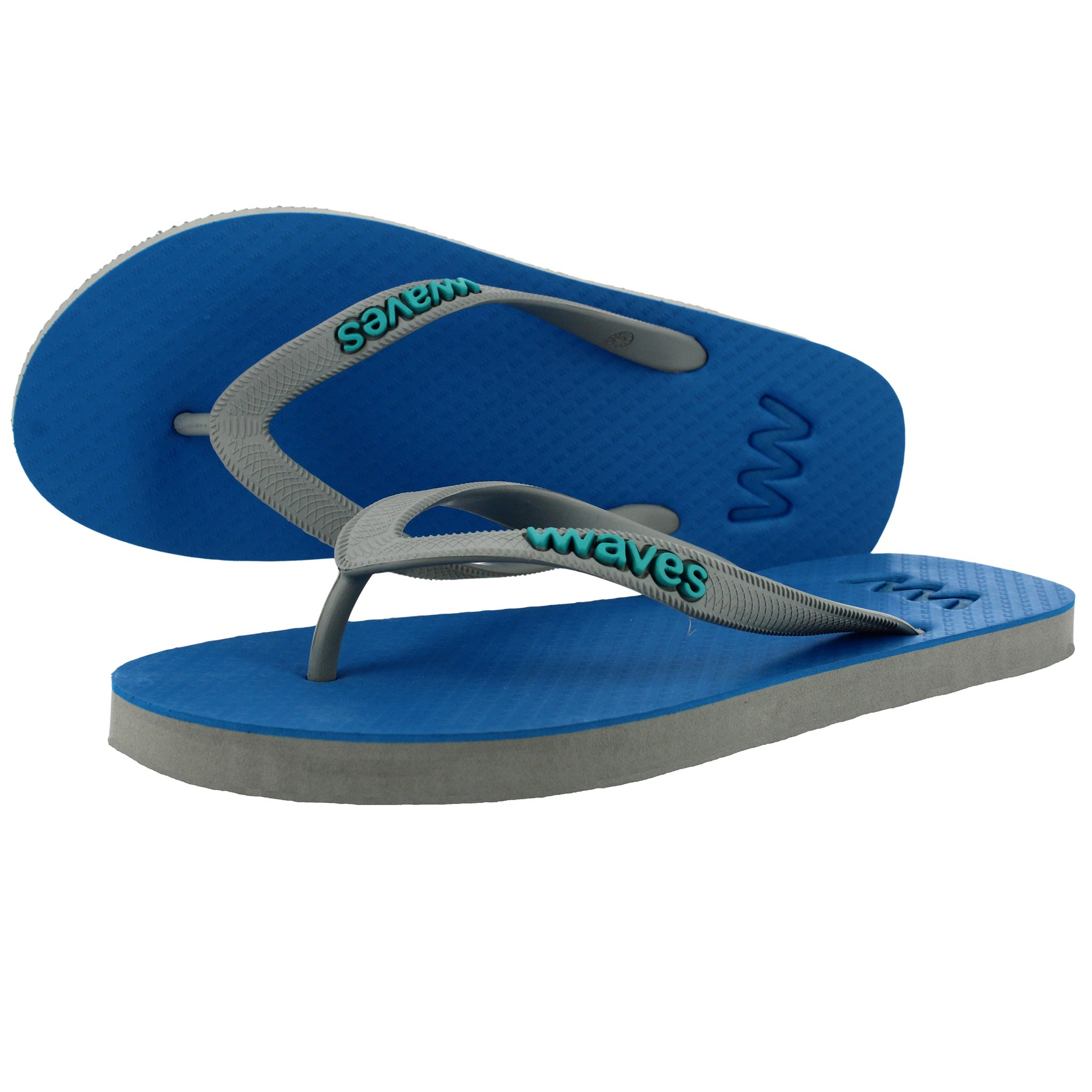 100% natural rubber flip flop – blue with grey sole - 5