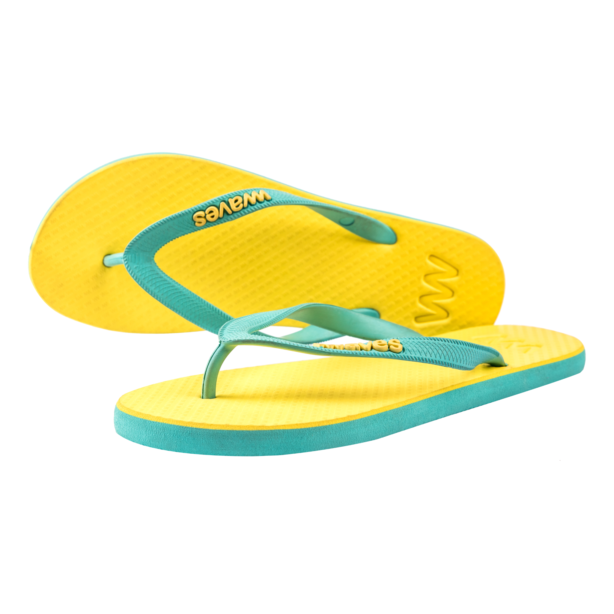 100% natural rubber flip flop – sunshine yellow and blue two tone - 3