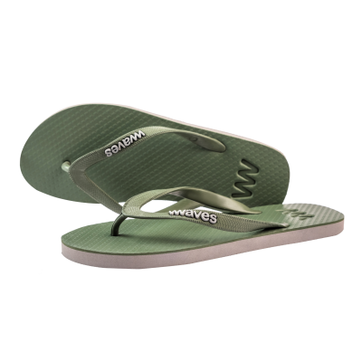 100% Natural Rubber Flip Flop – Khaki Two Tone