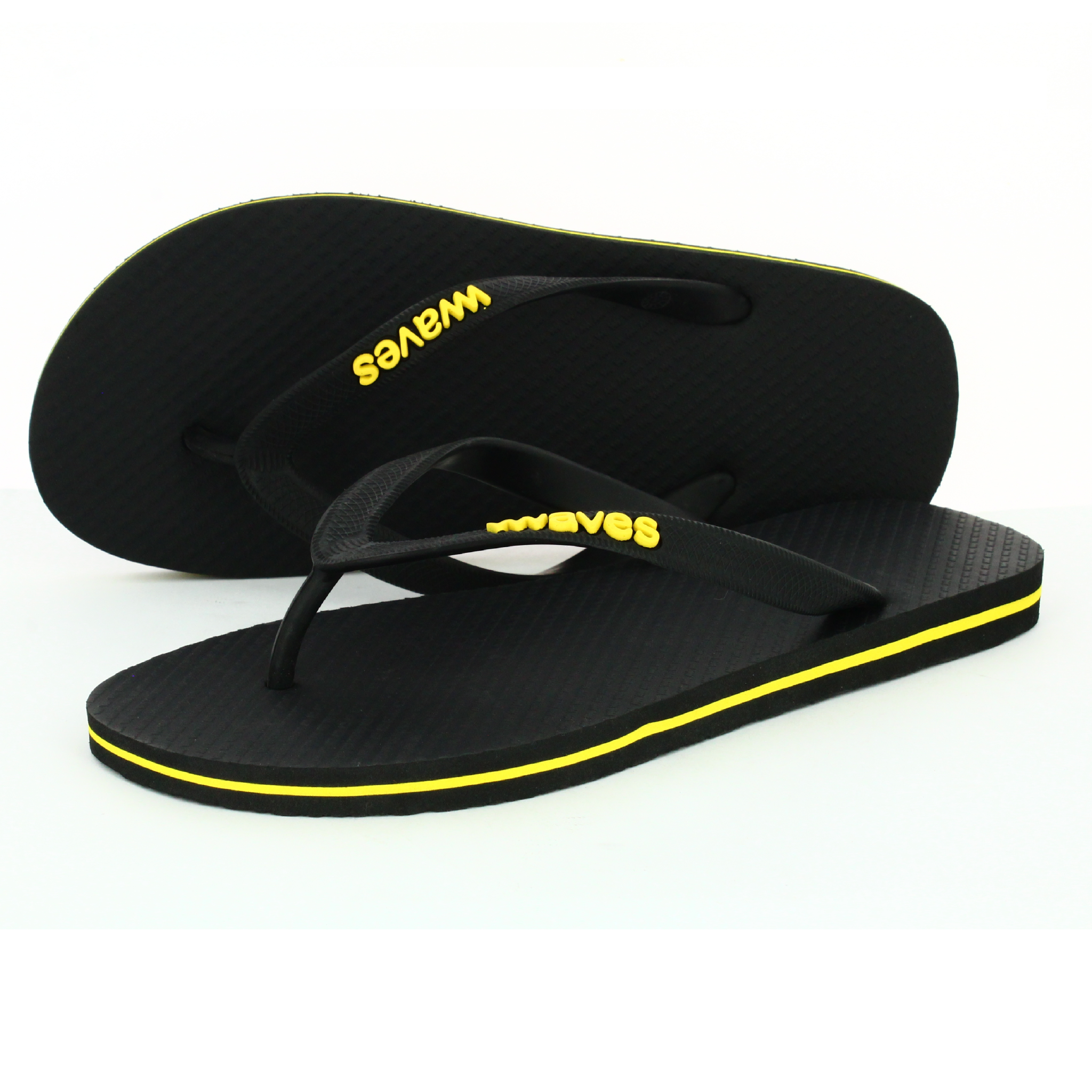 100% natural rubber flip flop – black with yellow line - 6