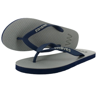 100% Natural Rubber Flip Flop – Grey with Navy Soles