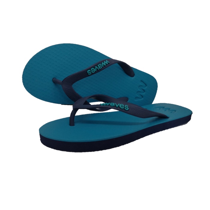 100% Natural Rubber Flip Flop - Turquoise & Navy Two Tone