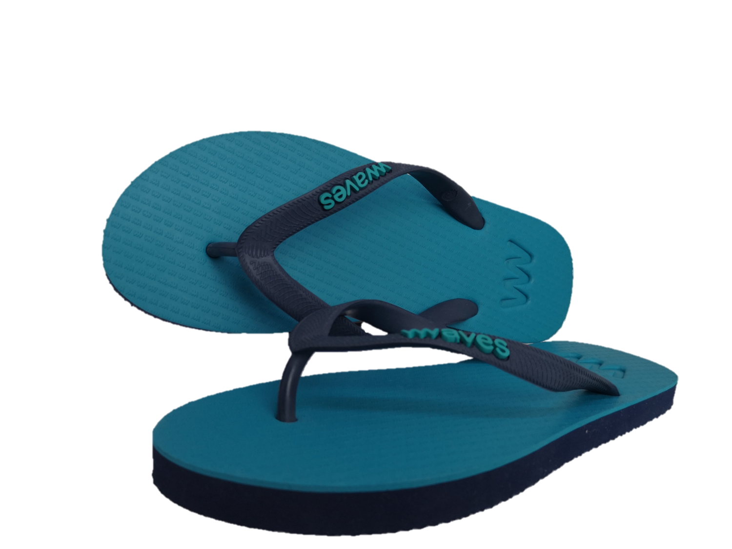 100% Natural Rubber Flip Flop - Turquoise & Navy Two Tone - 10