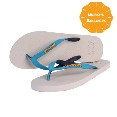 100% Natural Rubber Flip Flop – White Tri Tone