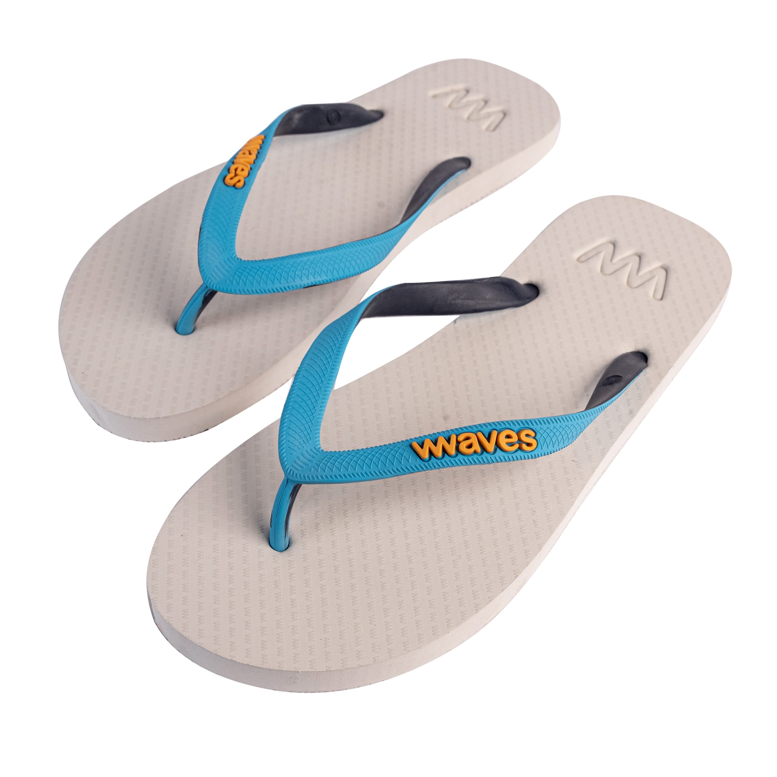 Unisex White and Blue Flip Flops | Waves Flip Flops UK