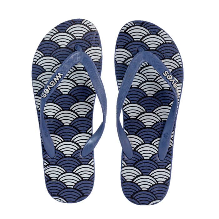 Natural Rubber Flip Flop – Navy Seashells - Image 2