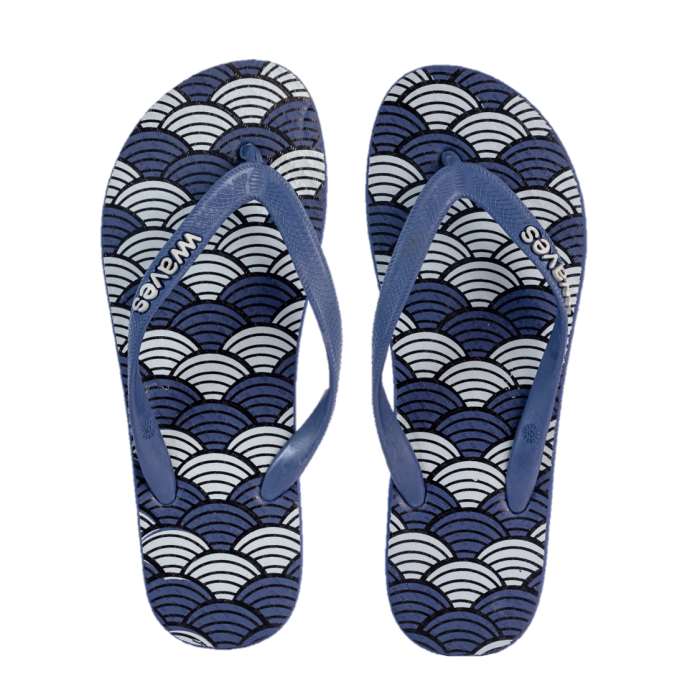 Women's Navy Seashells Flip Flops | 100% Vegan | Waves Flip Flops