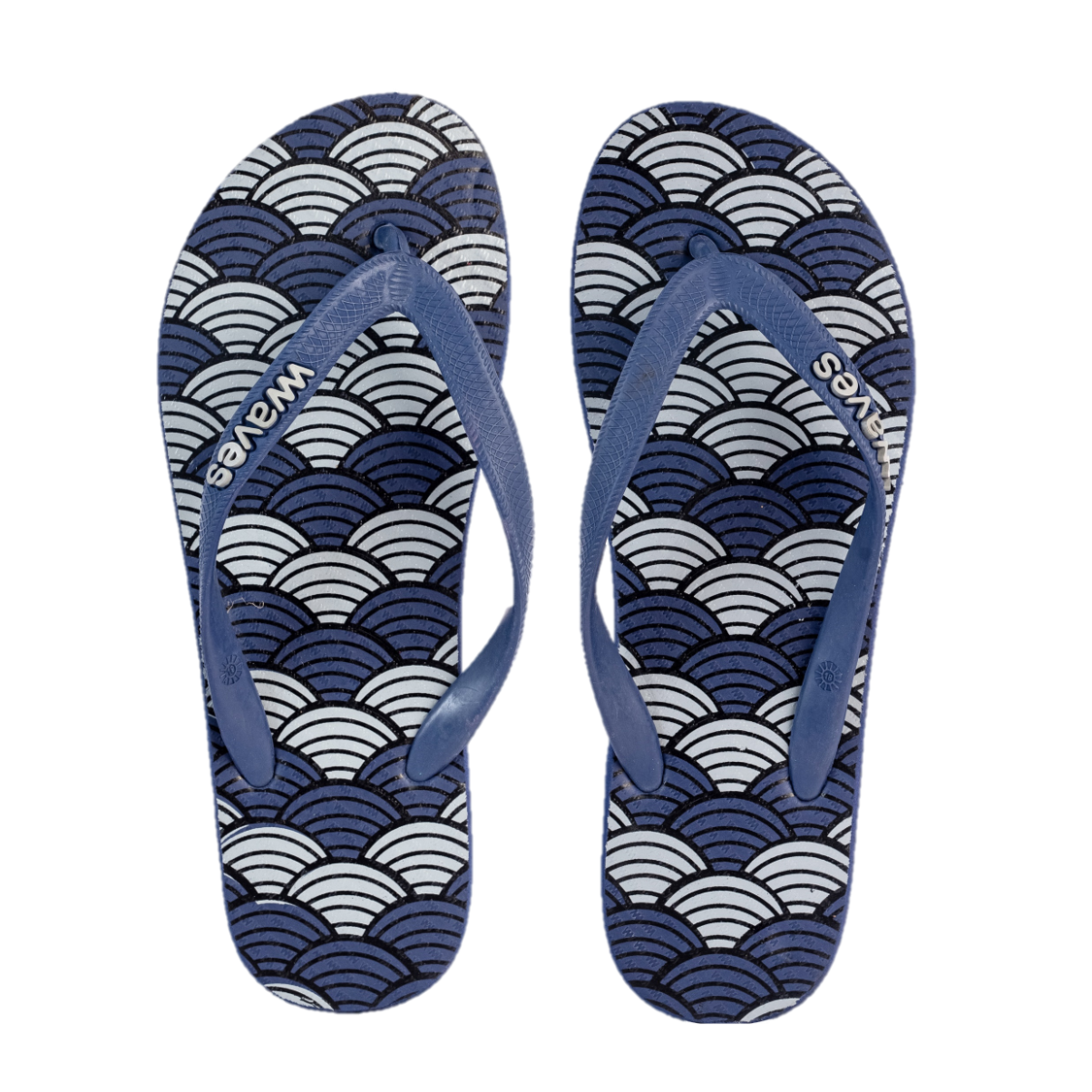 Women's Navy Seashells Flip Flops | 100% Vegan | Waves Flip Flops