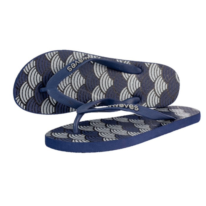Natural Rubber Flip Flop – Navy Seashells
