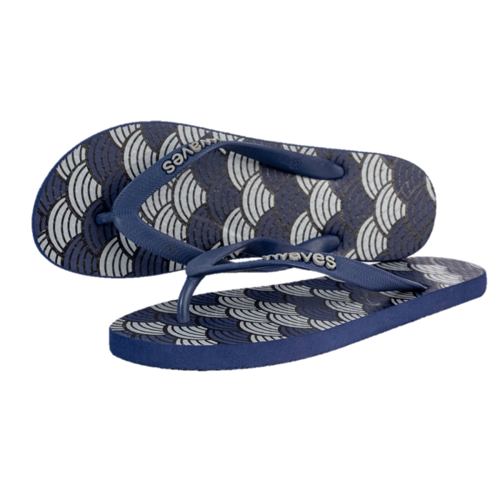 Women's Navy Seashells Flip Flops | 100% Vegan | Waves Flip Flops