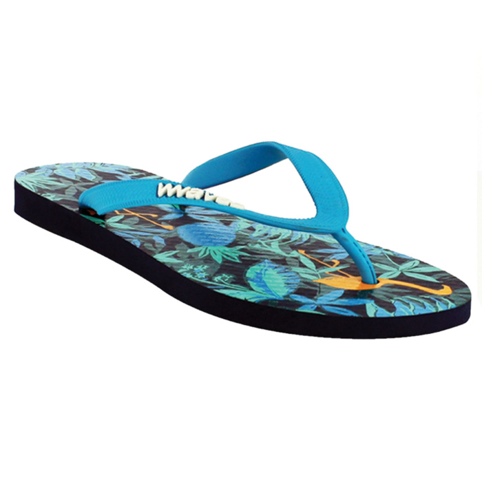 Natural Rubber Flip Flop – Tropical Print Black & Turquoise - Image 4