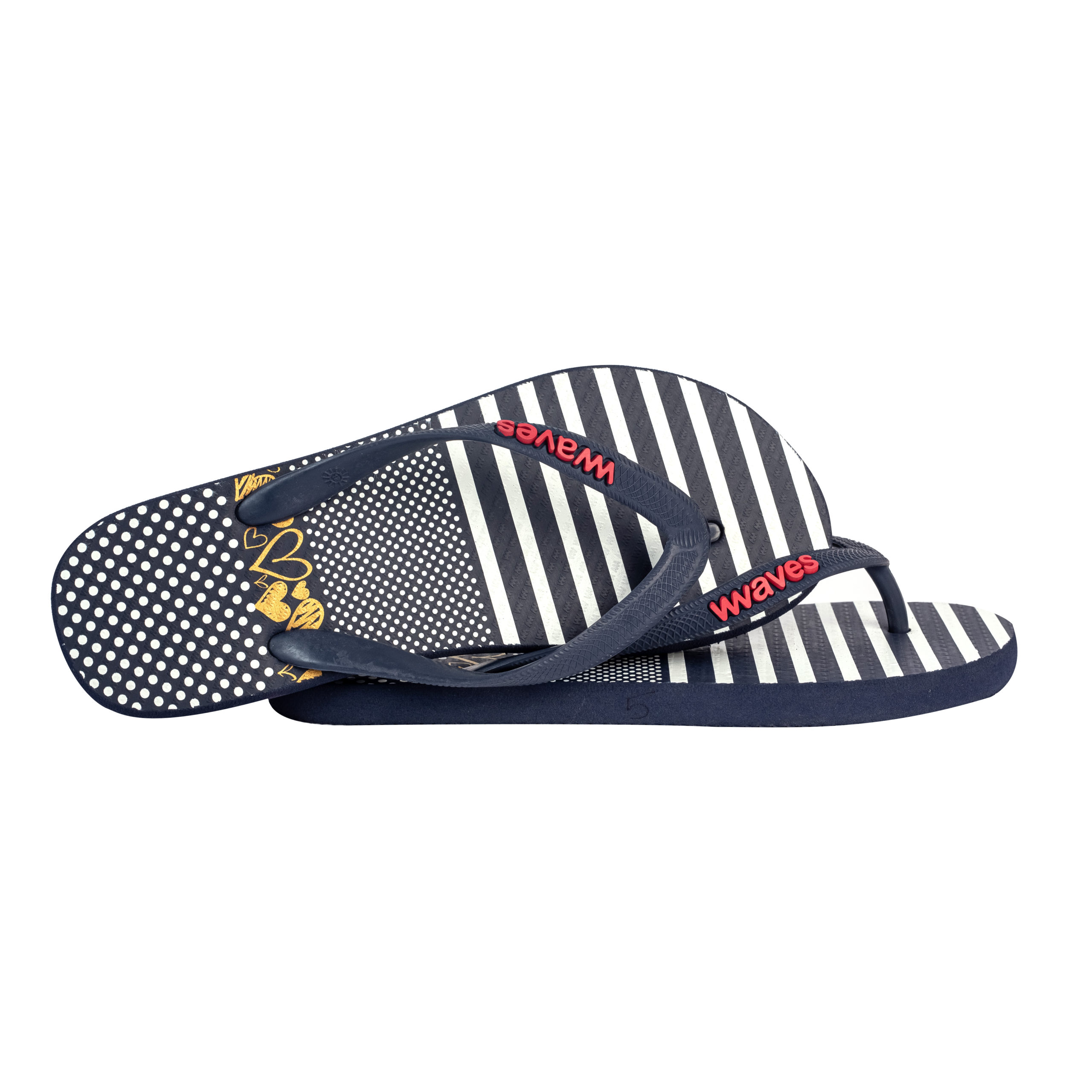 Women's Black Print Flops | 100% Vegan | Waves Flip Flops