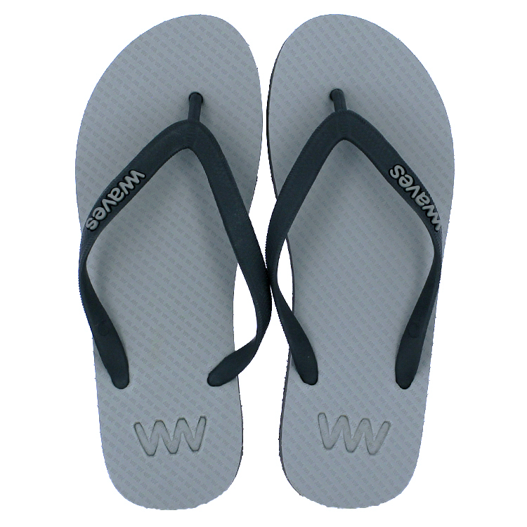 Unisex Grey Flip Flops with Navy Soles | Waves Flip Flops UK